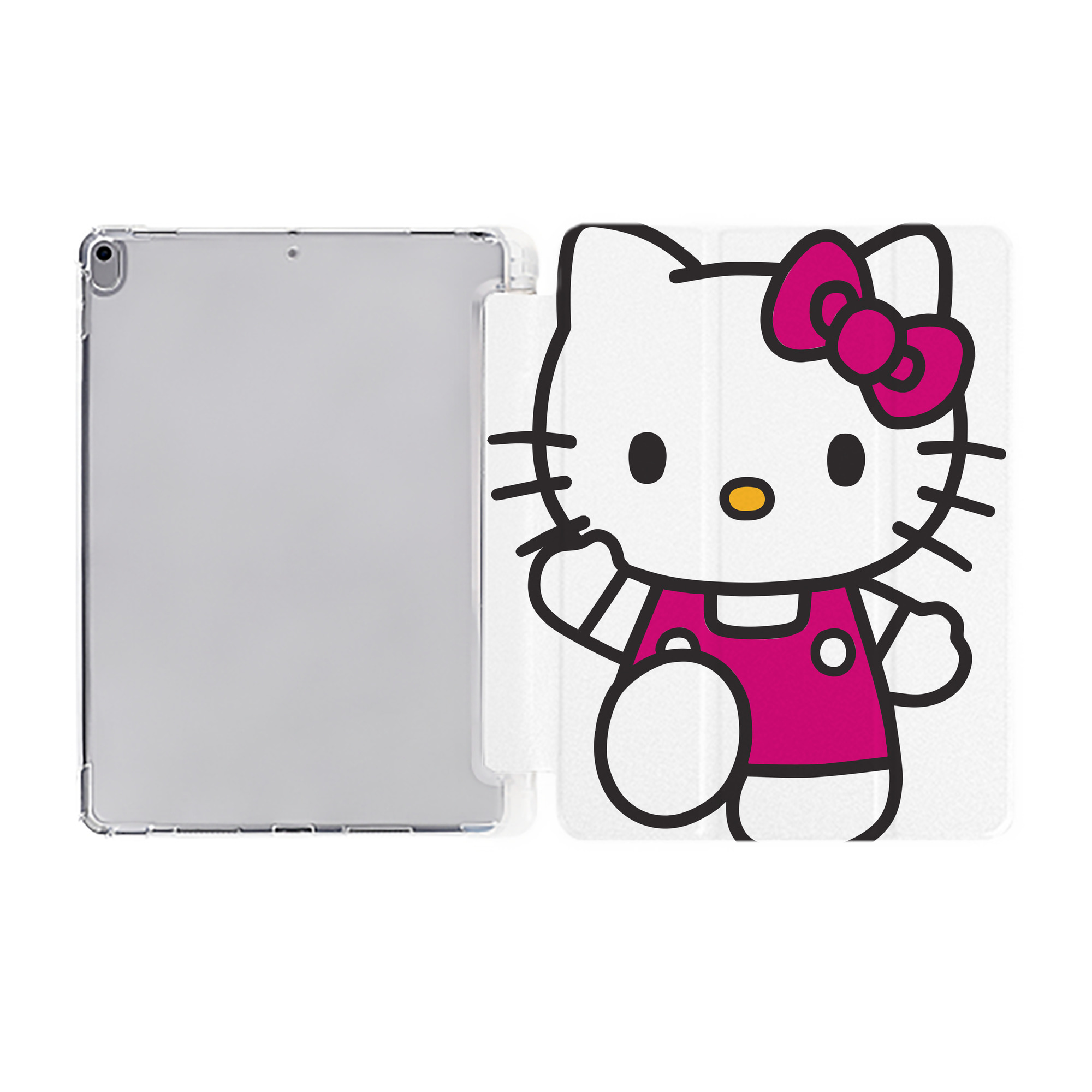 （画像用） Hello Kitty ハローキティ IPad ケース ペン収納付き 三つ折りスタンド PUレザー×シリコン 対応機種9.5/10.5/10.9インチ